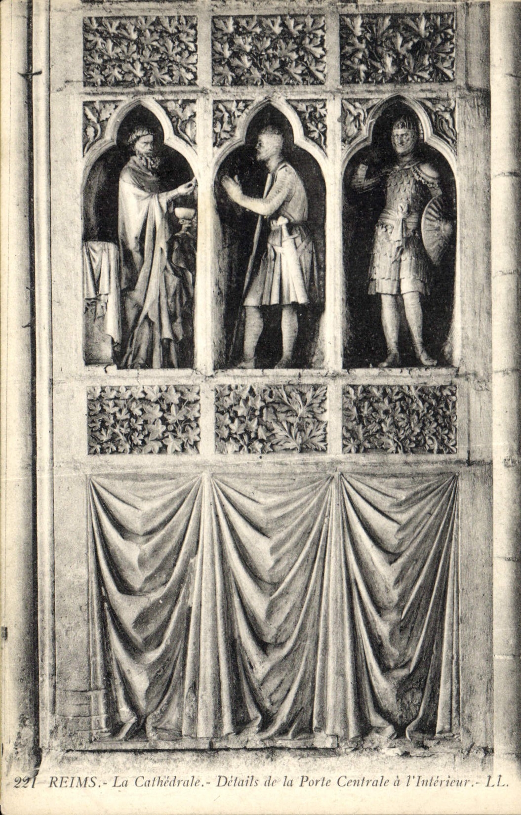 Reims - La Cathédrale - Détails de la Porte Centrale à l'Intérieur - L.L.