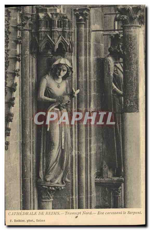 CPA Cathedrale de Reims Transept Nord Eve caressant le Serpent 