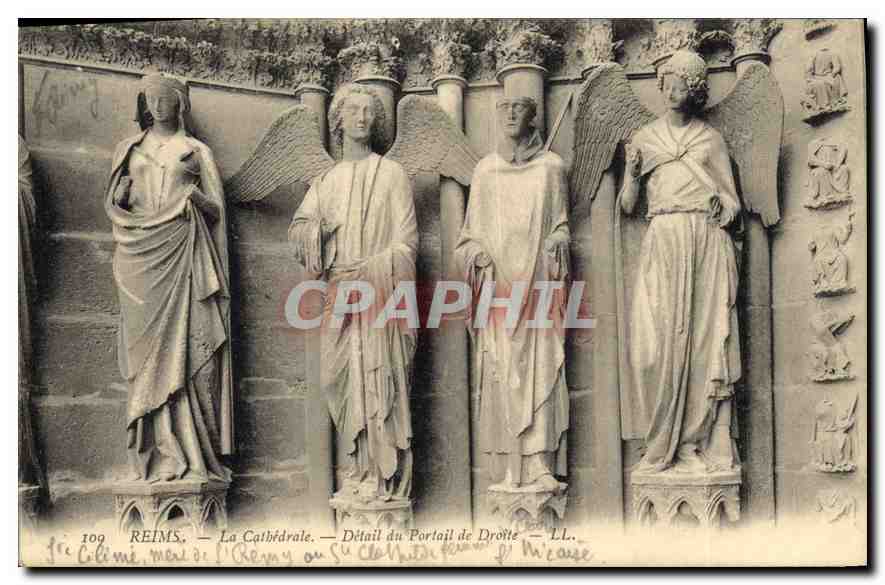 Reims — La Cathédrale — Détail du Portail de Droite — LL.