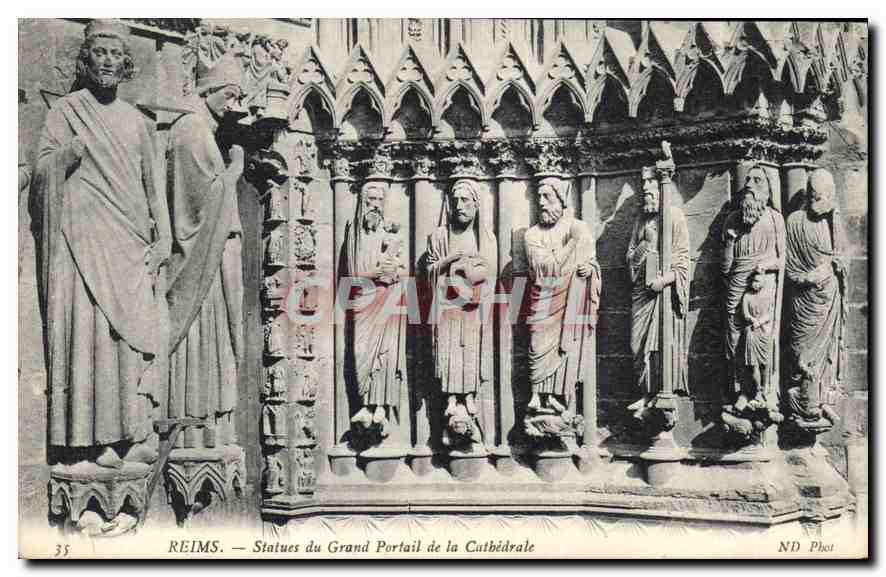 Reims — Statues du Grand Portail de la Cathédrale — ND Phot