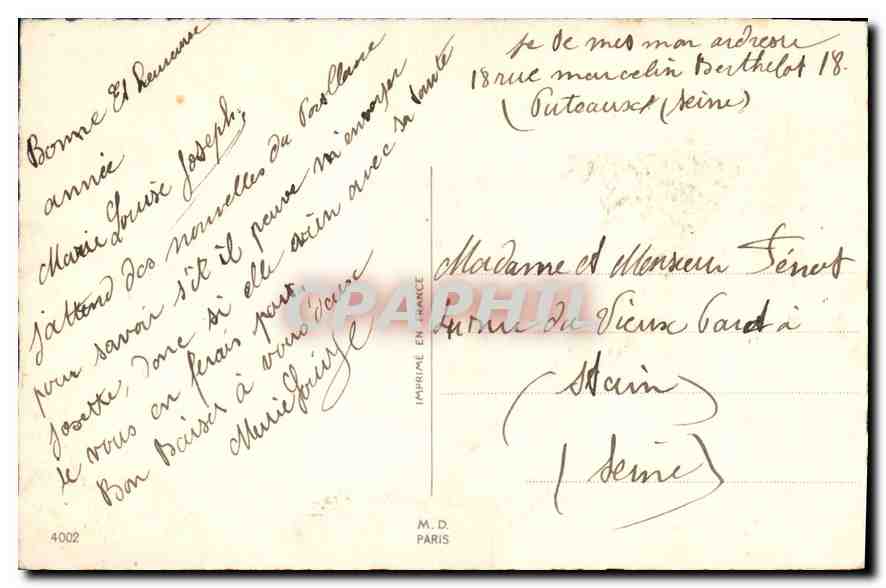 CPA Bonne Annee Fleurs — Rückseite