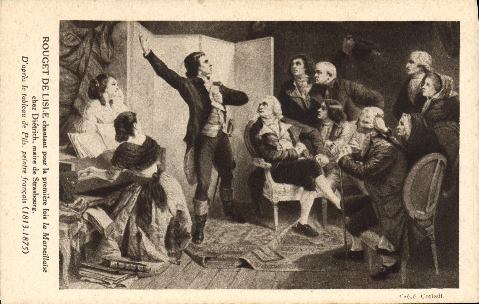 Rouquet de Lisle chantant pour la première fois la Marseillaise — D'après le tableau de Pila, peintre français (1813-1875) — Créée Corbeil