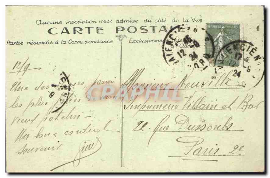 Valenciennes. Le Fronton de l'Hôtel de Ville — CPAPHIL n°82 — Rückseite