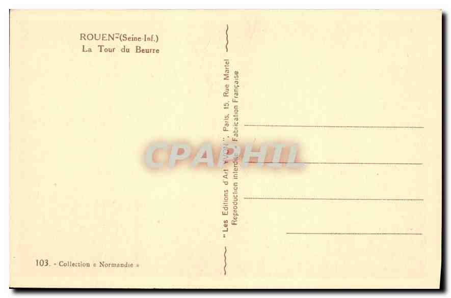 CPA Rouen Seine Inf La Tour du Beurre  — Rückseite
