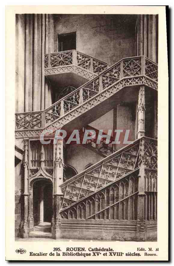 CPA Rouen Cathedrale Escalier de la Bibliotheque 