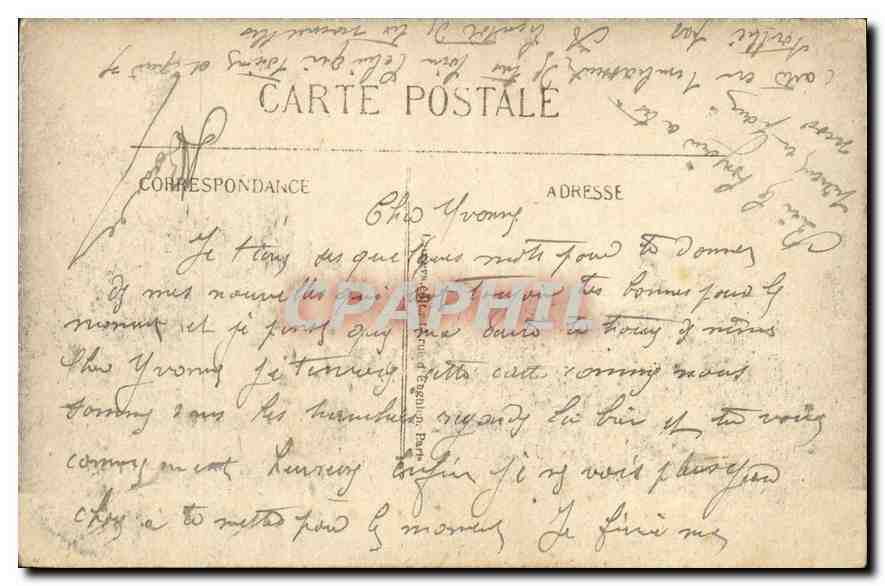 Soldat en première ligne — scène de guerre avec insert de femme à la lampe — Vise à Paris No. 901 bis — Verso