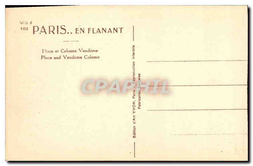 CPA Paris en flanant Place et Colonne Vendome  — Rückseite
