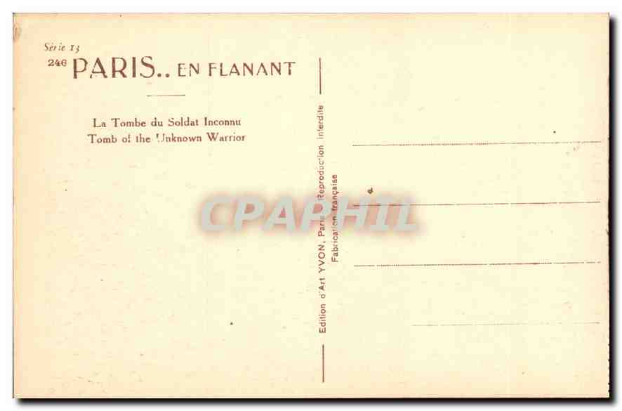 CPA Paris en flanant La Tombe du Soldat Inconnu  — Rückseite
