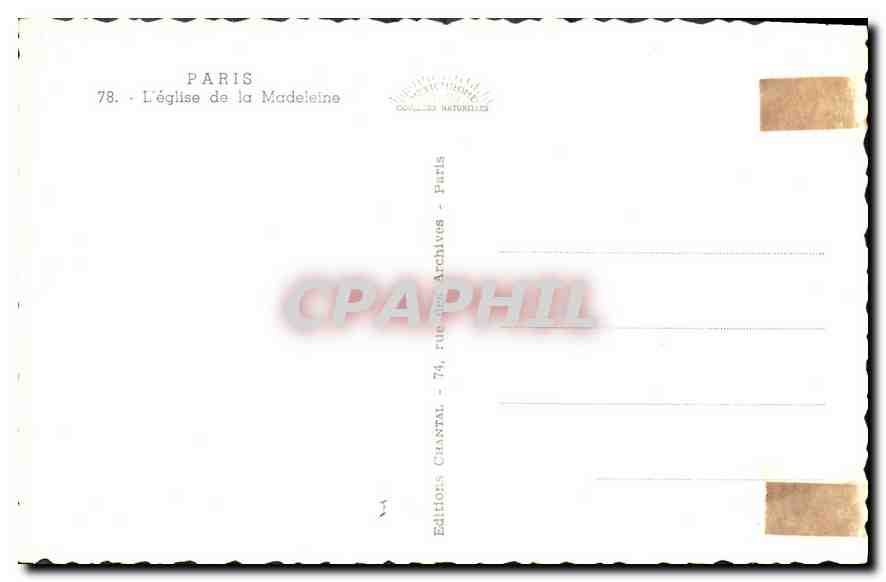 CPA Paris L'Eglise de la Madeleine  — Verso