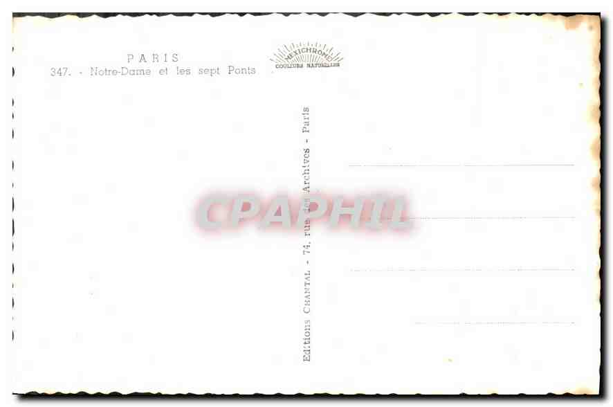 CPA Paris Notre Dame et les sept Ponts  — Rückseite
