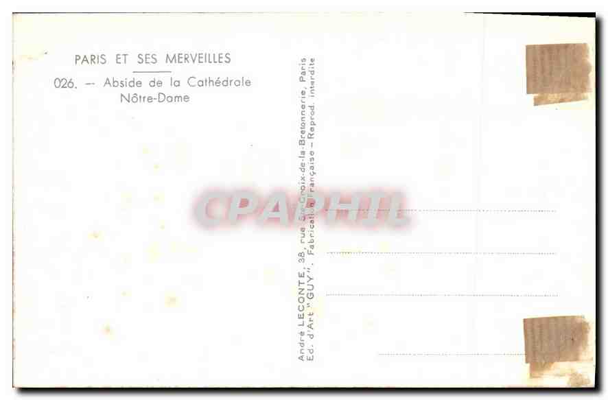 CPA Paris Abside de la Cathedrale Notre Dame  — Verso