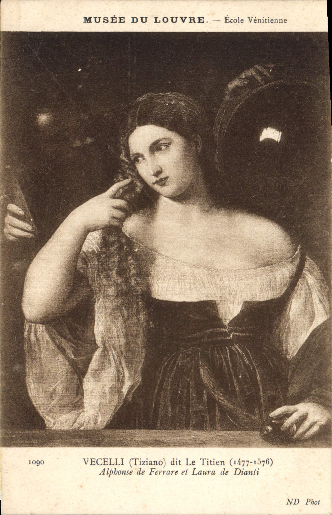Musée du Louvre — École Vénitienne — Vecelli (Tiziano) dit Le Titien (1477-1576) — Alphonse de Ferrare et Laura de Dianti — ND Phot — n° 1090