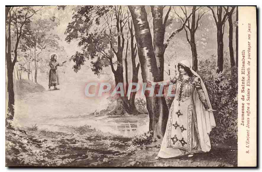 Jeunesse de Sainte Elisabeth — L'Enfant Jésus offre à Sainte Elisabeth de partager ses jeux — Collection Artistique de la Maison de la Bonne Presse, série 8