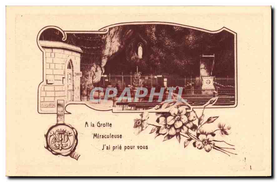 CPA A la Grotte Miraculeuse J'Al prie pour vous Lourdes 