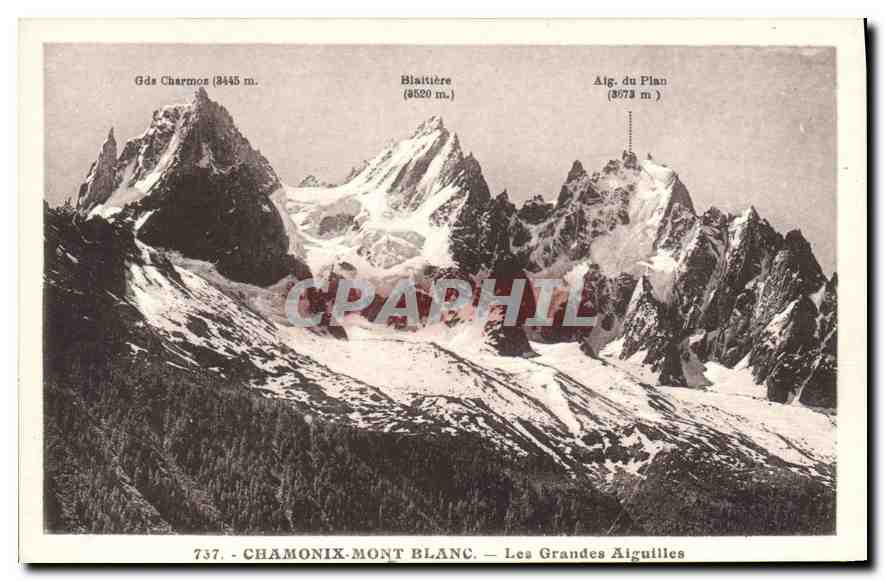 Chamonix-Mont Blanc — Les Grandes Aiguilles — L. Morand, phot.édit. Megève (Haute-Savoie)