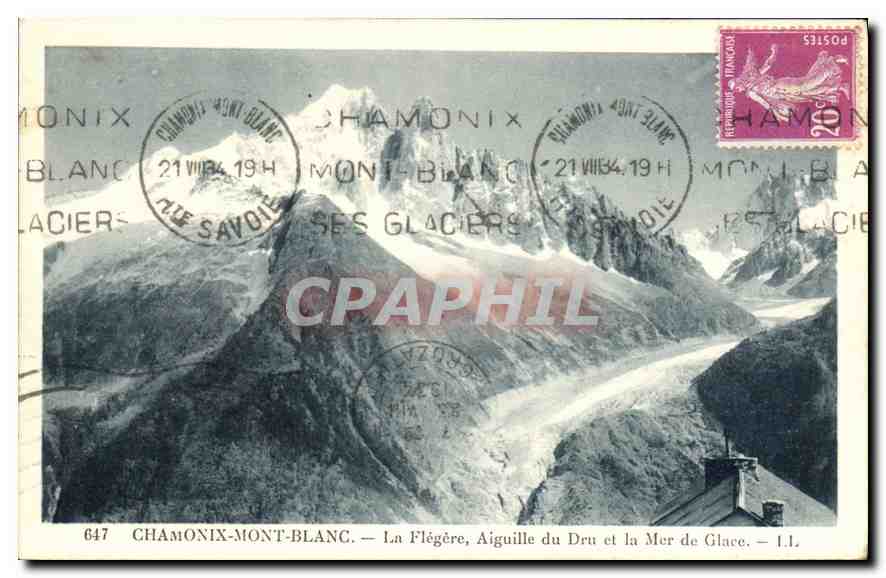 Chamonix-Mont-Blanc — La Flégère, Aiguille du Dru et la Mer de Glace — L.L. n°647