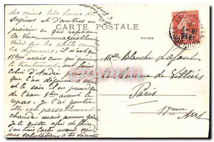 CPA Puy de Dome La Bourboule la Dordogne et l'Etablissement Thermal  — Rückseite
