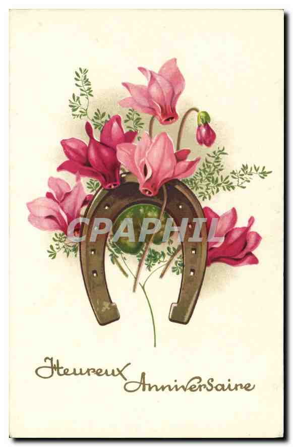 CPA Heureux Anniversaire Fleurs