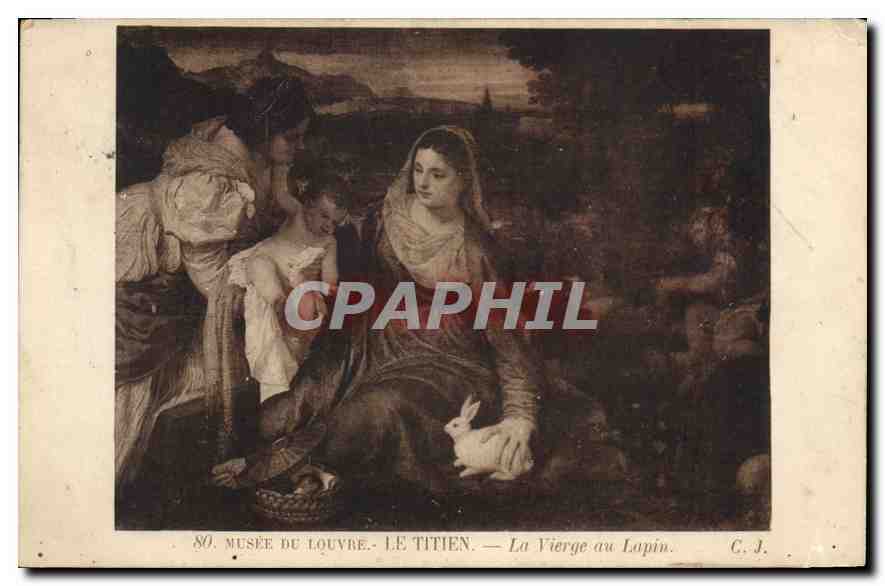 CPA Musee du Louvre Le Titien La Vierge au Lapin 