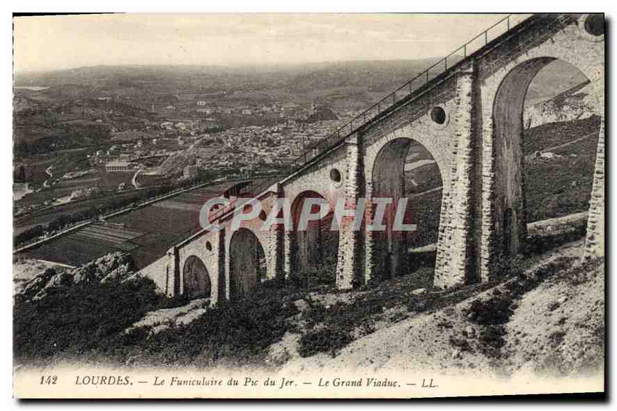 CPA Lourdes La Funiculaire du Pic du Jer Le Grand Viaduc 