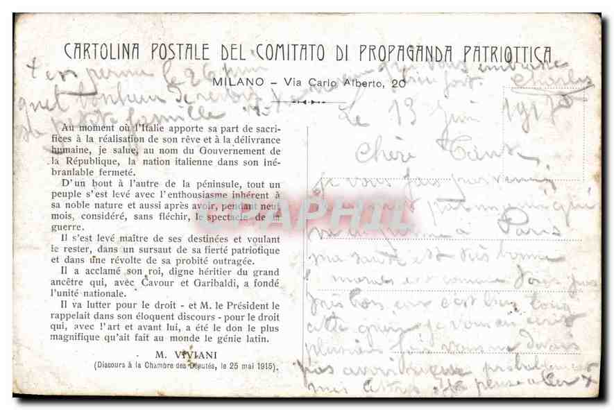 CPA France et Italie  — Verso