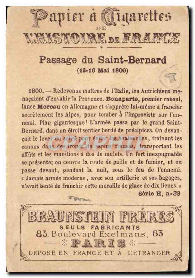 Image Histoire de France Passage du Saint Bernard — Verso