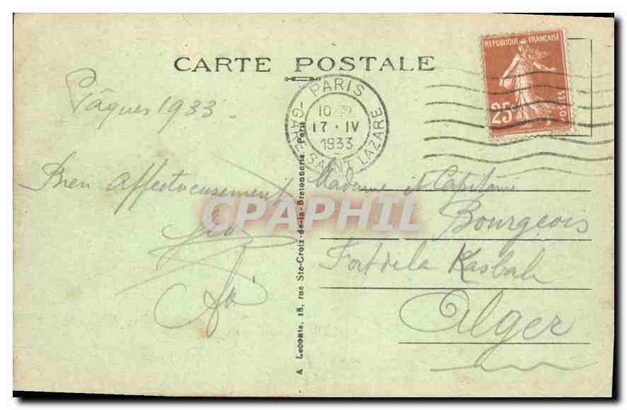 CPA Paris La Conciergerie Bateau — Rückseite