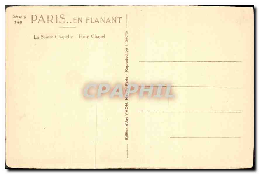 CPA Paris La Sainte Chapelle  — Verso