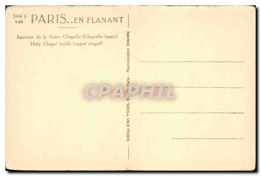 CPA Paris Interieur de la Sainte Chapelle  — Verso
