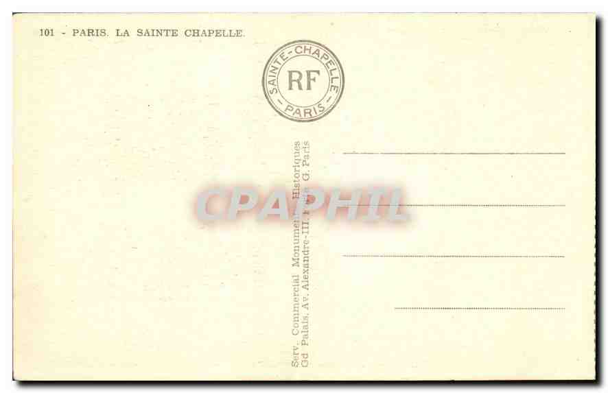 CPA Paris La Sainte Chapelle  — Rückseite