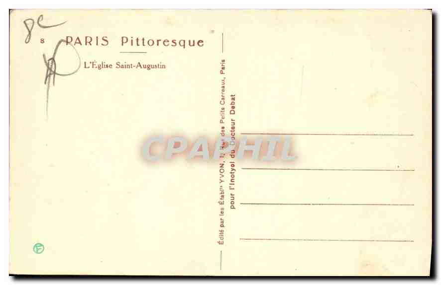 CPA Paris L'Eglise Saint Augustin  — Rückseite