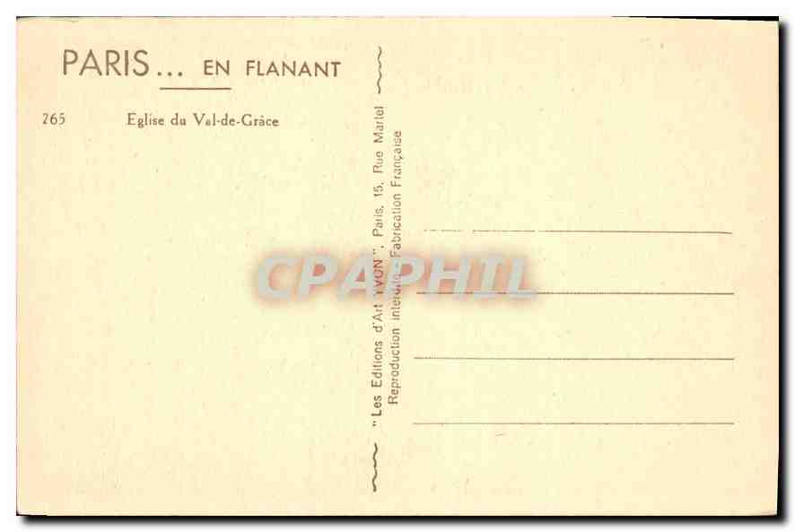 CPA Paris Eglise du Val de Grace  — Rückseite