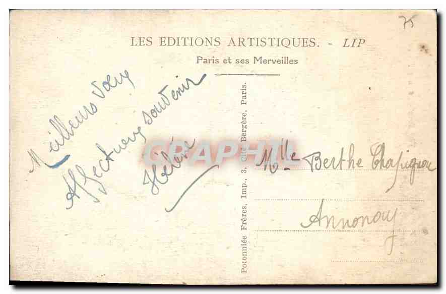 CPA Paris La Tour St Jacques  — Verso