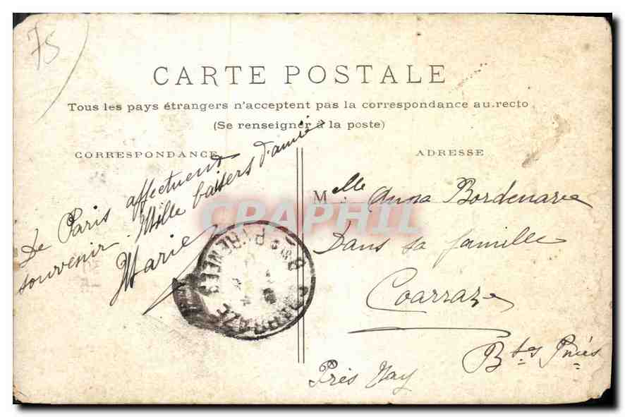 CPA Paris Eglise Saint Augustin  — Verso