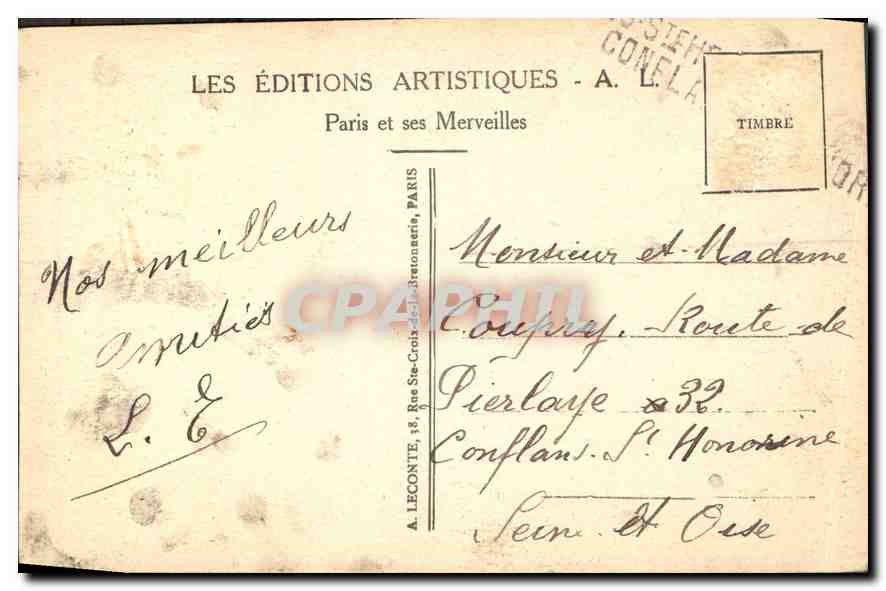 CPA Paris Le Tombe du Soldat Inconnu  — Rückseite