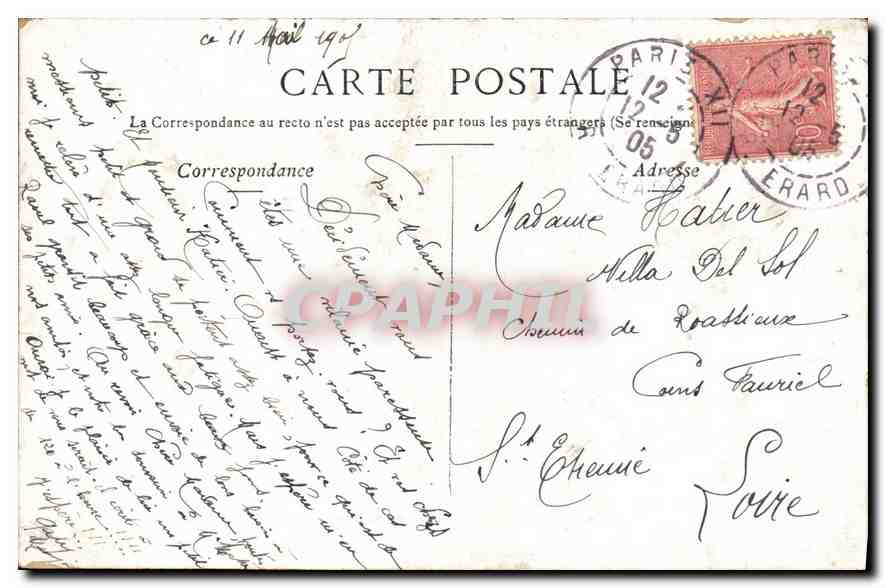 CPA Paris La Madeleine Rue Royale  — Verso