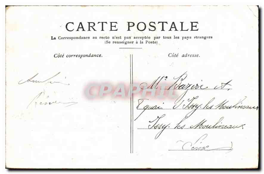 CPA Paris La Madeleine  — Verso