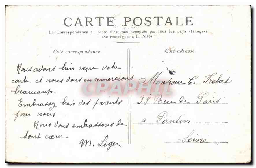 CPA Paris La Madeleine  — Verso