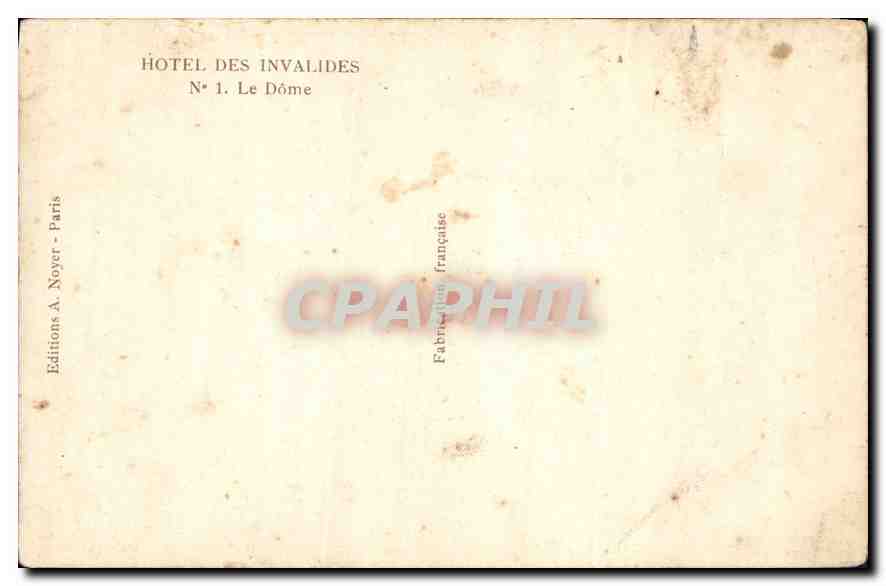 CPA Hotel des Invalides Le Dome  — Rückseite