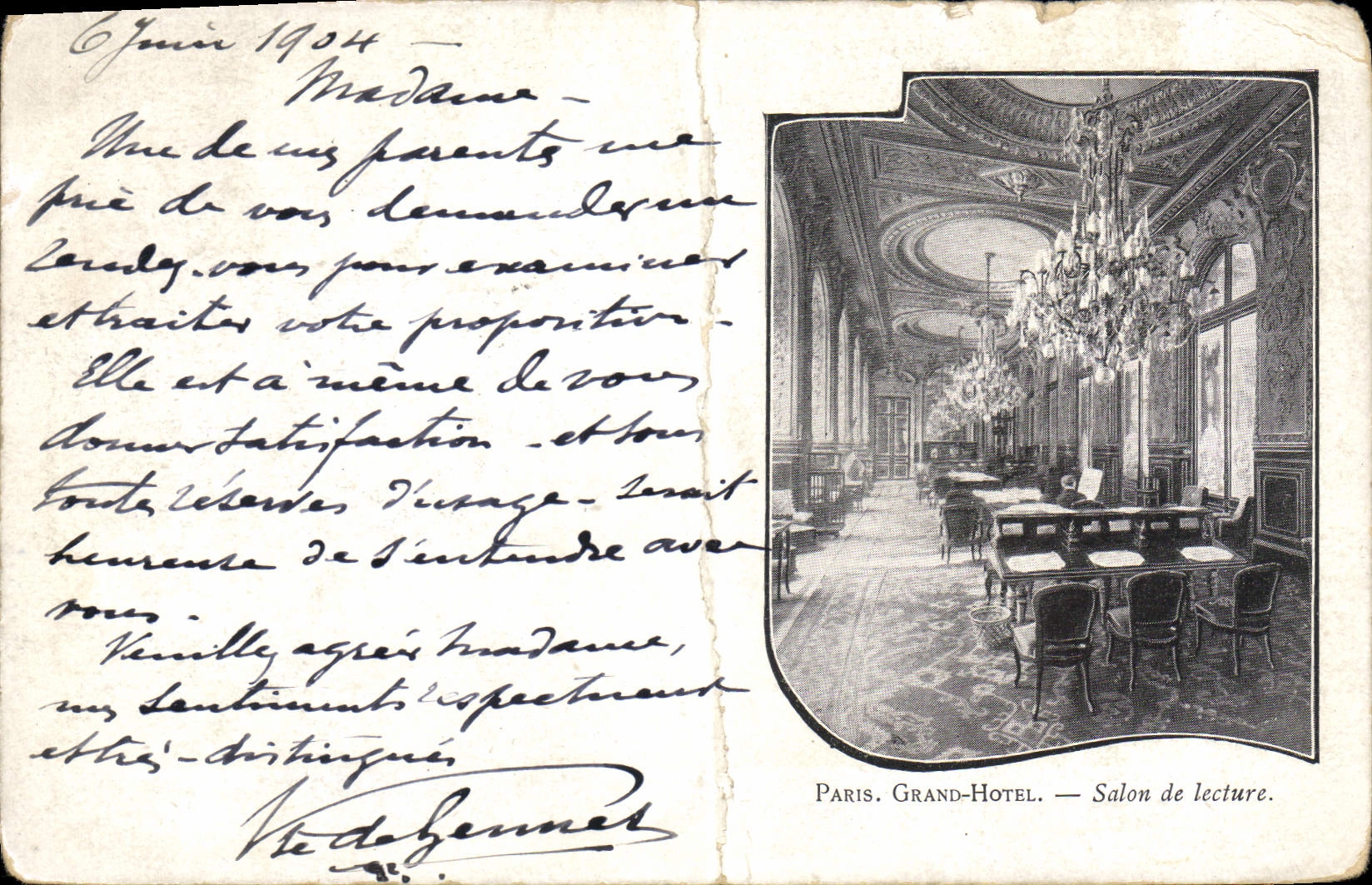 CPA Paris Grand Hotel Salon de Lecture 