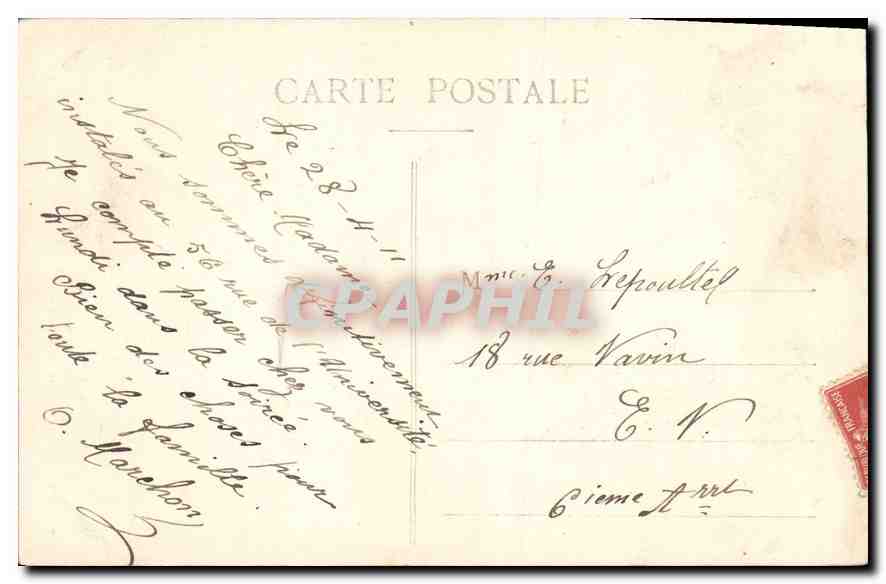 Paris — Hotel Continental, Treppenhaus der Ehre und Festlichkeiten — Papeterie Universelle, Lyon und Paris — Rückseite