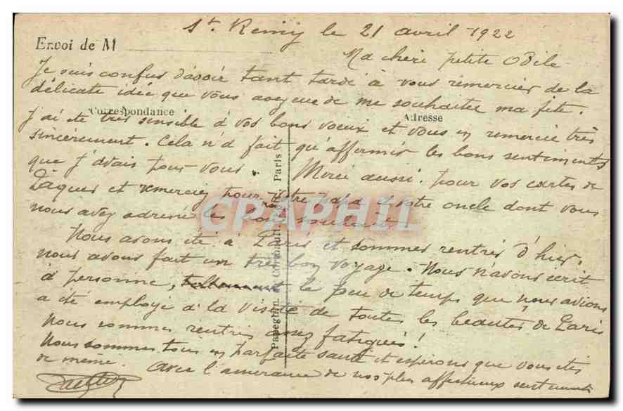 CPA Paris La Chambre des Deputes  — Rückseite