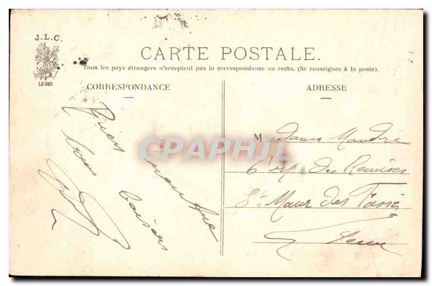 CPA Paris Chambre des Deputes Place du Palais Bourbon  — Rückseite