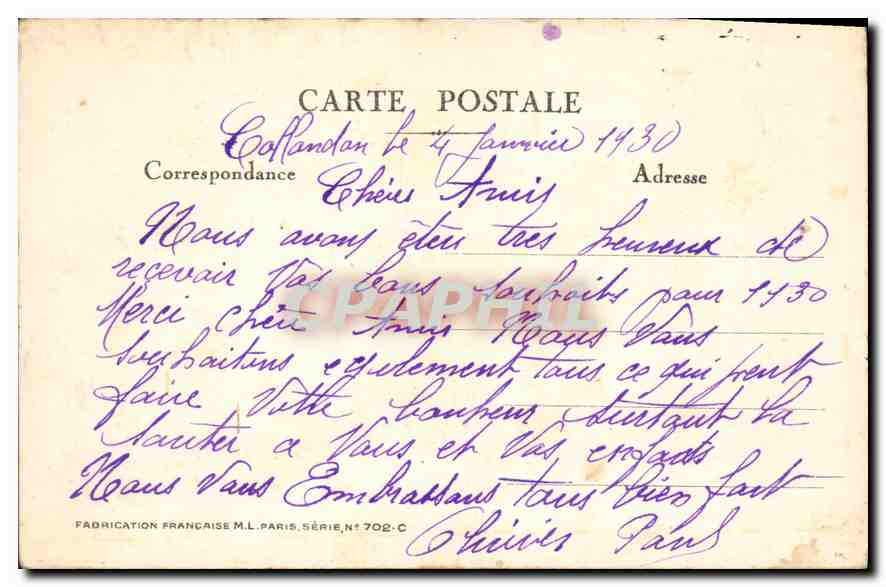 CPA Fleurs — Verso