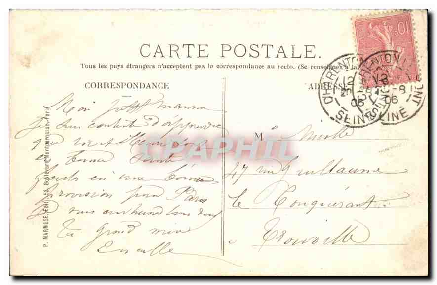 CPA Bois de Vincennes Pont des Iles  — Rückseite