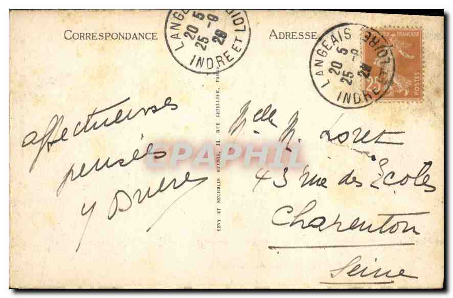 CPA Langeais Le Chateau vu du Parc  — Verso
