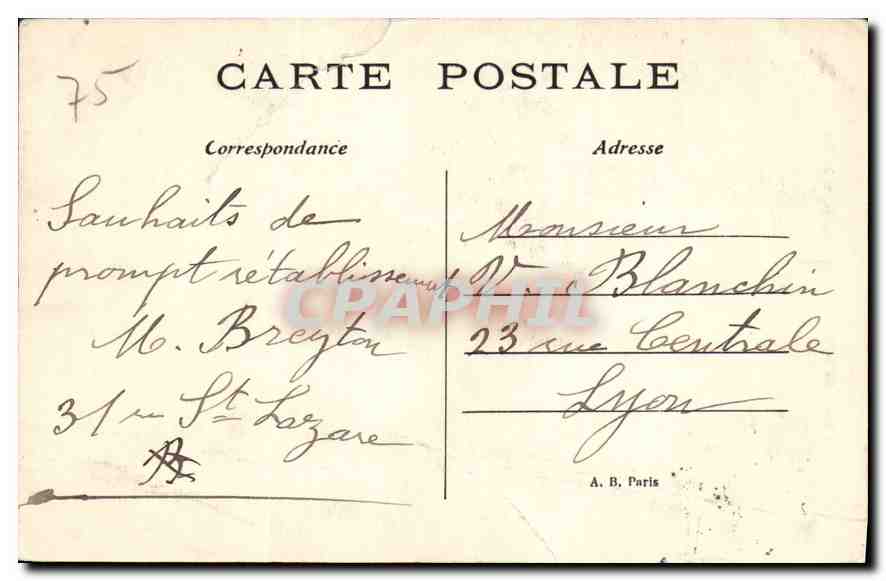 CPA Paris Monument de Gambetta  — Rückseite