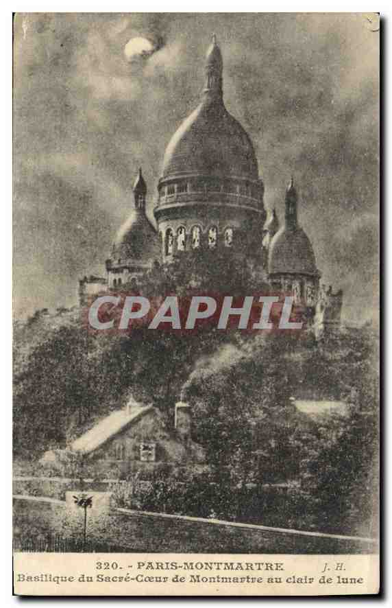 Paris-Montmartre — Basilique du Sacré-Cœur de Montmartre au clair de lune — J. H. n° 320
