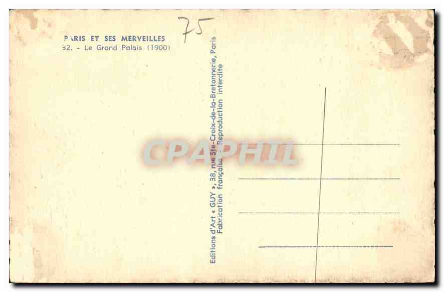 CPA Paris Le Grand Palais  — Rückseite
