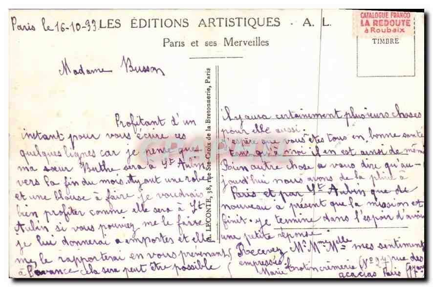CPA Paris Le Grand Palais  — Rückseite
